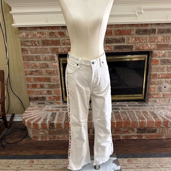 Johnny Was White Flare Jeans with Vibrant Side Trim - Picture 3 of 10